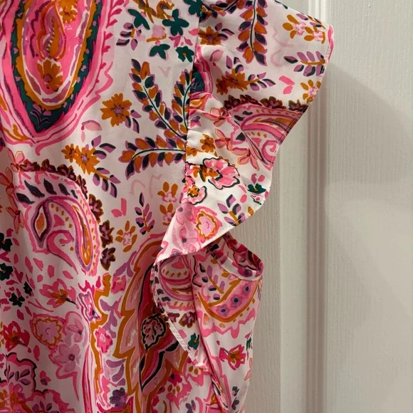 Jodifl Paisley Tiered Dress Neon Pink - Picture 3 of 7